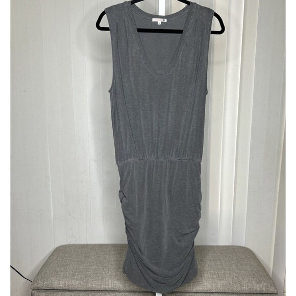 Sundry Ruched Mini Dress Scoop Neckline Sleeveless Gray Color Size 4 - Picture 1 of 9